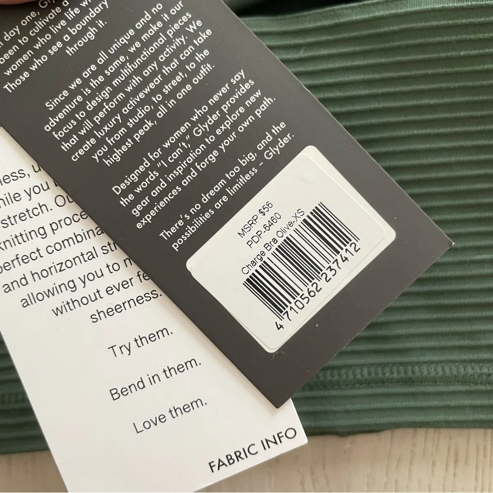 NWT Glyder Charge Sports Bra/Crop Top in Olive